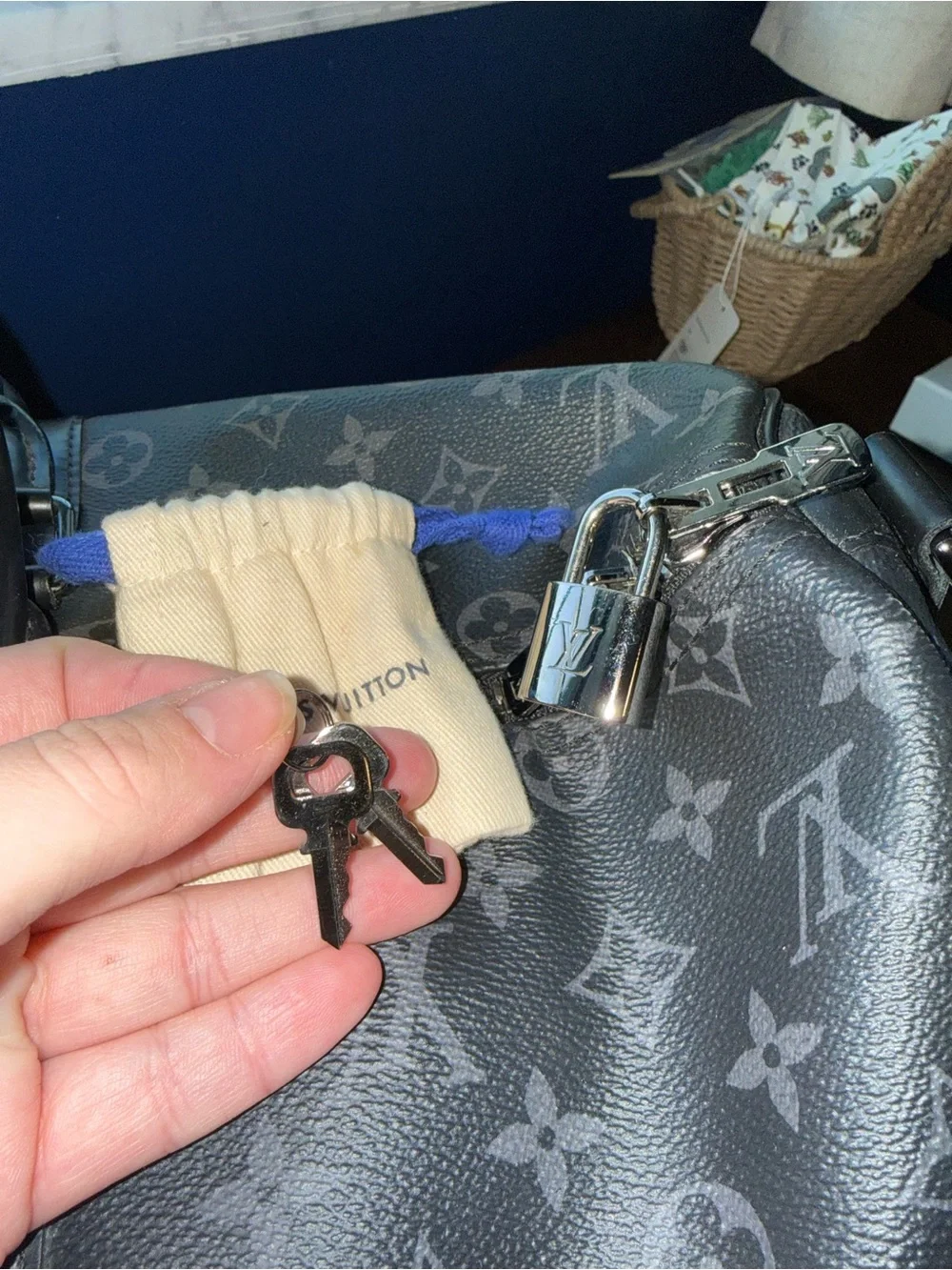 Louis Vuitton Black Monogram Keepall Bandoulière 45
